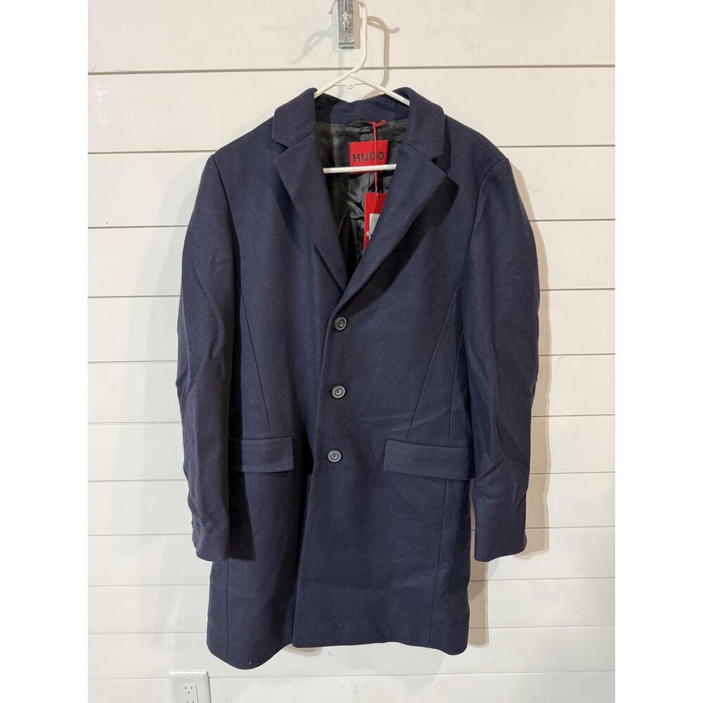 Hugo Men's Blue Migor Wool & Cashmere Slim Fit Top Coat 36R RTL: $595.00 - Picture 2 of 4